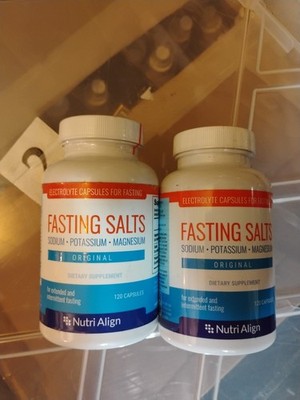 Nutri Align FASTING SALTS 2 Pack!  PURE ELECTROLYTE SALTS, 120 Caps 09/28 New
