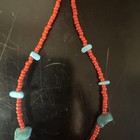 Red Coral Turquoise Glass Beaded Necklace — photo 9