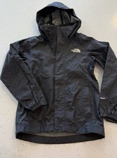 The North Face Hyvent Hooded Rain Jacket Zip Girls Small 7/8 Black Windbreaker