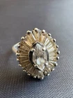 Vintage 925 Sterling Silver Cocktail Ring  Marquise & Baguette Cut Stones 7.25US