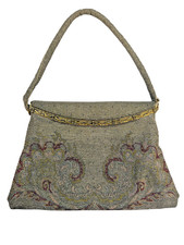 ANTIQUE FRENCH MICRO STEEL BEADED PURSE WITH MARCASITE