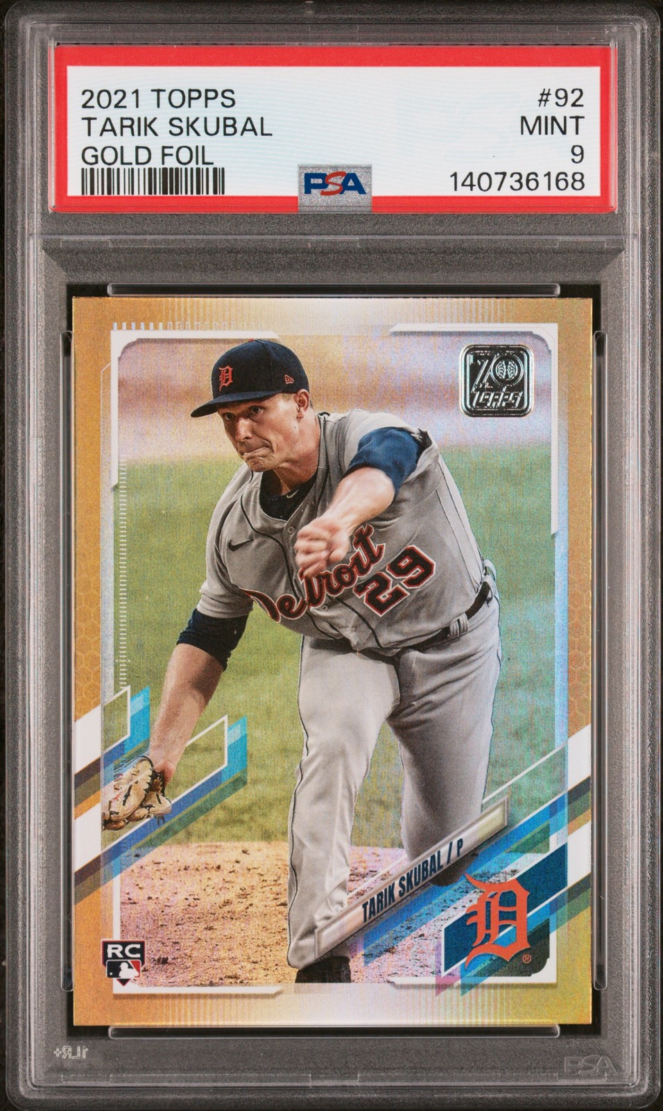 2021 TOPPS GOLD FOIL #92 TARIK SKUBAL ROOKIE RC PSA 9