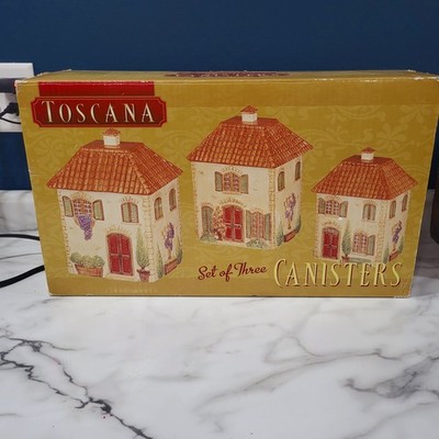Certified International Pamela Gladding House Villa 3 Cannister Set New In Box