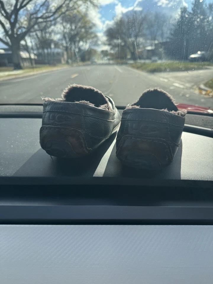 Zapatillas informales forradas UGG de cuero marrón oscuro Ascot para hombre talla 11,5 Foto 4 de 4