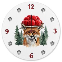 Rotfuchs Mit Bollenhut Wanduhr Aus Alu Schwarzwald Motiv