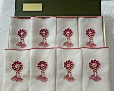 Servilletas de cóctel vintage Madeira bordadas a mano Constance Leiter rojas 8