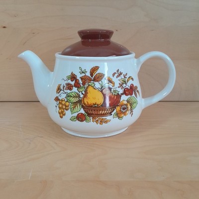 Sadler England Bountiful Harvest 60er Jahre Steingut Teekanne Vintage Staffordshire