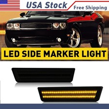 For 08-14 Dodge Challenger Led Smoke Front Side Marker Lights Reflector Lamp N