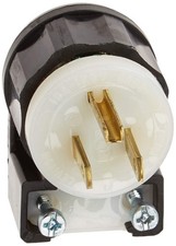Leviton 15 Amp, 125 Volt, Angle Plug, Straight Blade, No Size, Black-White