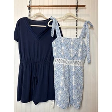 NWT Cupshe Beachy Rompers - Kaleidoscope & Drawstring Jersey Vacay Bundle Size M