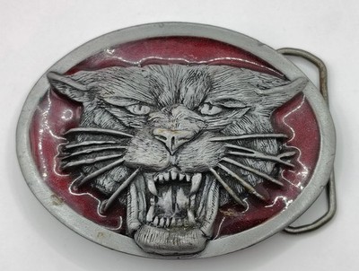 Vtg BOBCAT Belt Buckle 1987 Tandy Leather WILD CAT LYNX HEAD RARE