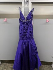 MORILEE DEEP PURPLE MERMAID GOWN FORMAL PROM PAGEANT DRESS Sz 0 $450 NWT 8445