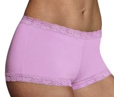 MAIDENFORM Fabulous Fit Classic Lace Trim Lilac Boyshort Panty Womens L 7 XL 8