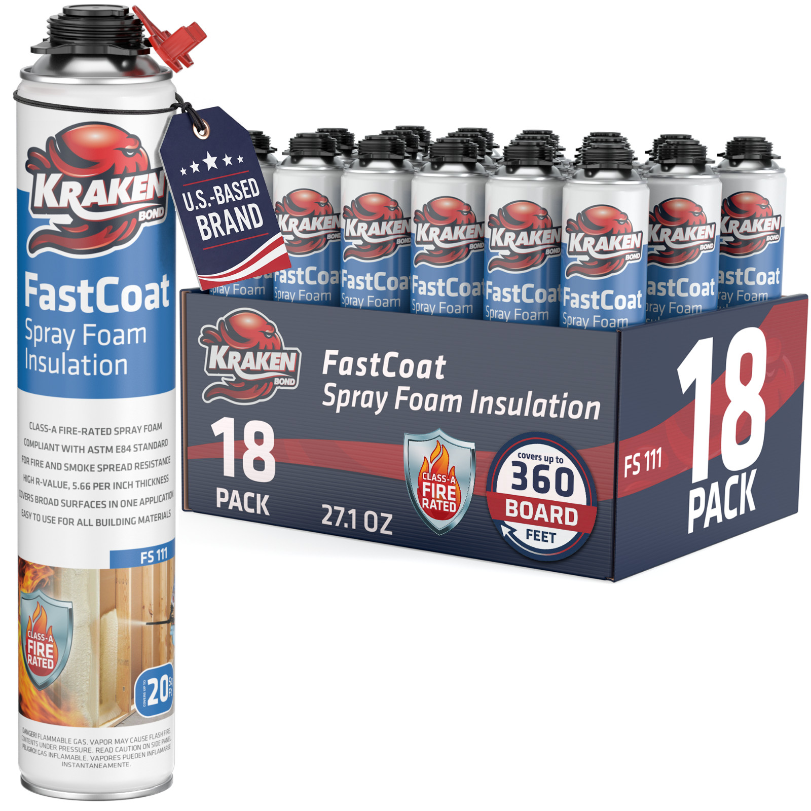 Kraken Spray Foam Insulation Closed Cell Fire Rated 360 Board Feet 27.1 oz 18 Pk