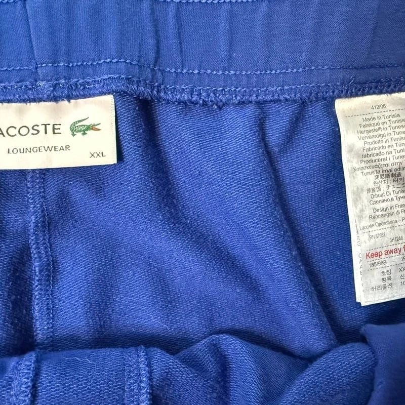 Мужские эластичные хлопковые пижамные брюки Lacoste с крокодиловым принтом - Изображение 3 из 4