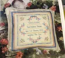 Rare The Victoria Sampler BIRTH PILLOW Cross Stitch 2012 Pattern LR06
