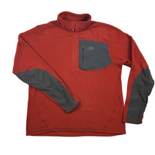 The North Face Pullover Jacket Mens Medium Polartec Classic Fleece Red Gray