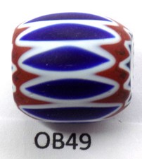 Traditional Oval Antique Venetian Chevron Trade Bead African OB49 Bg 86