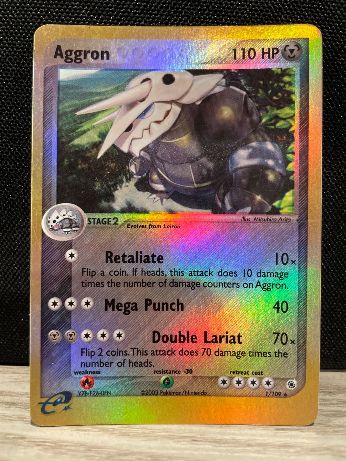 Pokemon TCG Aggron 1/109 Reverse Holo EX Ruby Sapphire Base Set E Reader Card