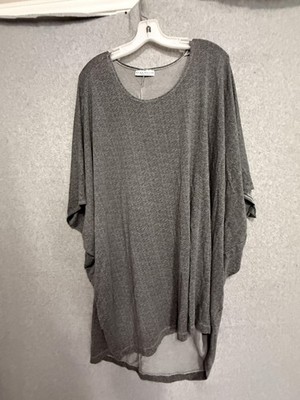 Bryn Walker Blouse Womens One Size Gray Herringbone Dolman Tunic Top Stretch