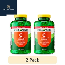 2pack Spring Valley Vitamin C with Rose Hips 1000 mg 500 Count Dietary Tablets