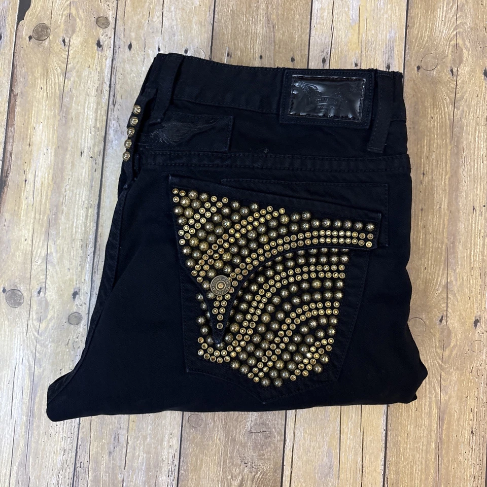 Robin Jeans Hombres Robins Vintage Bolsillos Largos con Solapa Cristales Swarovski Negro 38X34 Foto 2 de 4