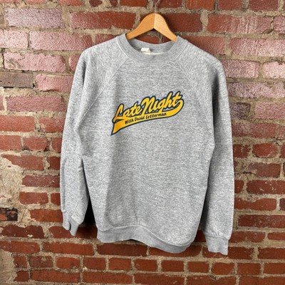 Vintage Late Night David Letterman Sweatshirt Medium Gray Crewneck Raglan 80s
