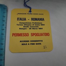 RARE TICKET ENTRANCE LOCKER ROOM FOOTBALL ITALY ROMANIA STADIUM BOLOGNA 1984