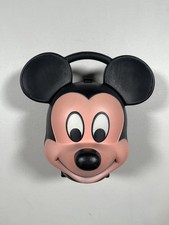 Vintage Aladdin Disney Mickey Mouse Black Plastic Head Lunch Box Carry Case USA