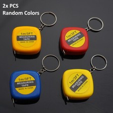 2pcs Retractable Ruler Tape Measure Mini Portable Pull Ruler Keychain 1m/3ft