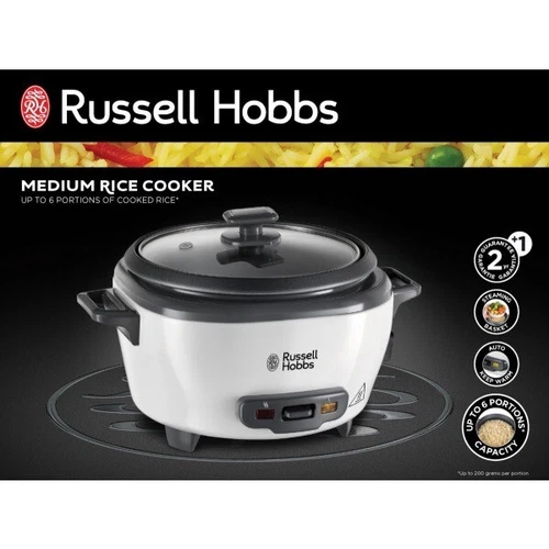 Russell Hobbs Medium Rice Cooker Vegetable Steamer 6 Servings Keep Warm - 27030