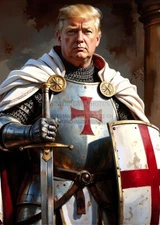 PRESIDENT DONALD TRUMP AS KNIGHTS TEMPLAR SWORD & SHIELD CHRISTIAN 5X7 AI PHOTO