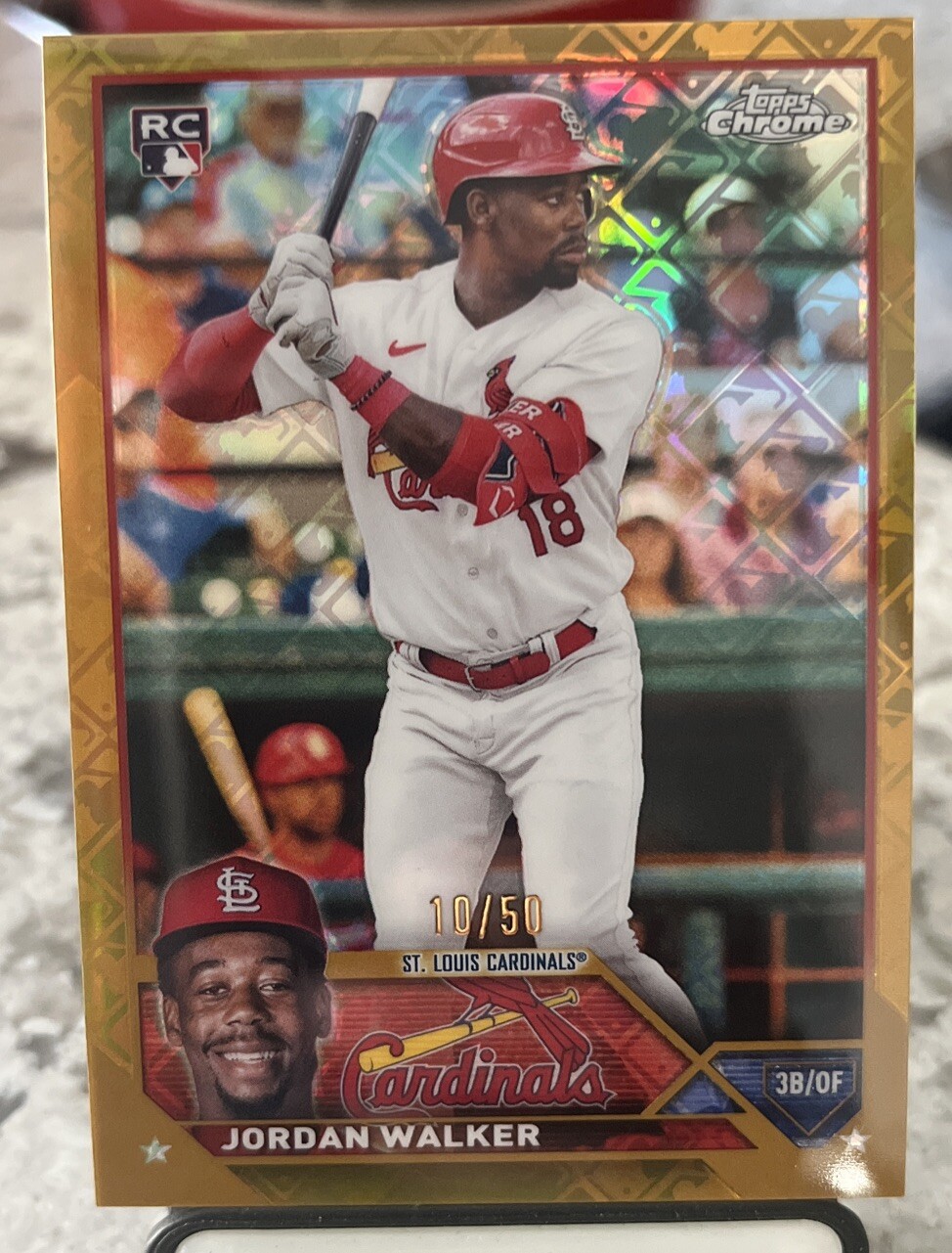 2023 Topps Chrome Logofractor Jordan Walker Gold Refractor /50 RC Cardinals #209