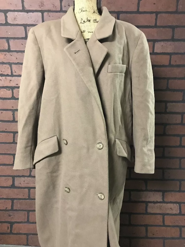 Evan Picone Vintage Brown Wool Long Winter Trench Coat Women's Sz 14