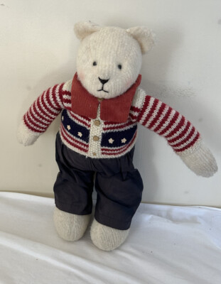 Teddy Bear 20 in  Patriotic Dressed in Red White & Blue Stars Stripes Sweater