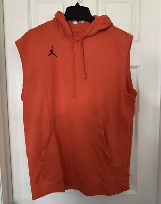 Nike Jordan DriFIT Fleece Sleeveless Hoodie Orange DQ7946-813 Men s S NEW