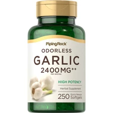 Odorless Garlic Pills 2400 mg | 250 Softgels | High Potency | by Piping Rock