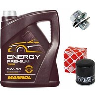 MotoröL Set 5W-30 5 Liter + ÖLfilter + Schraube FüR Toyota Auris Rav 4 Iv 1.6
