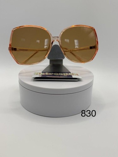NEW Vintage Oversize Sunglasses Drop Temple Style Crystal Brown Monochrome #830 - Picture 3 of 10