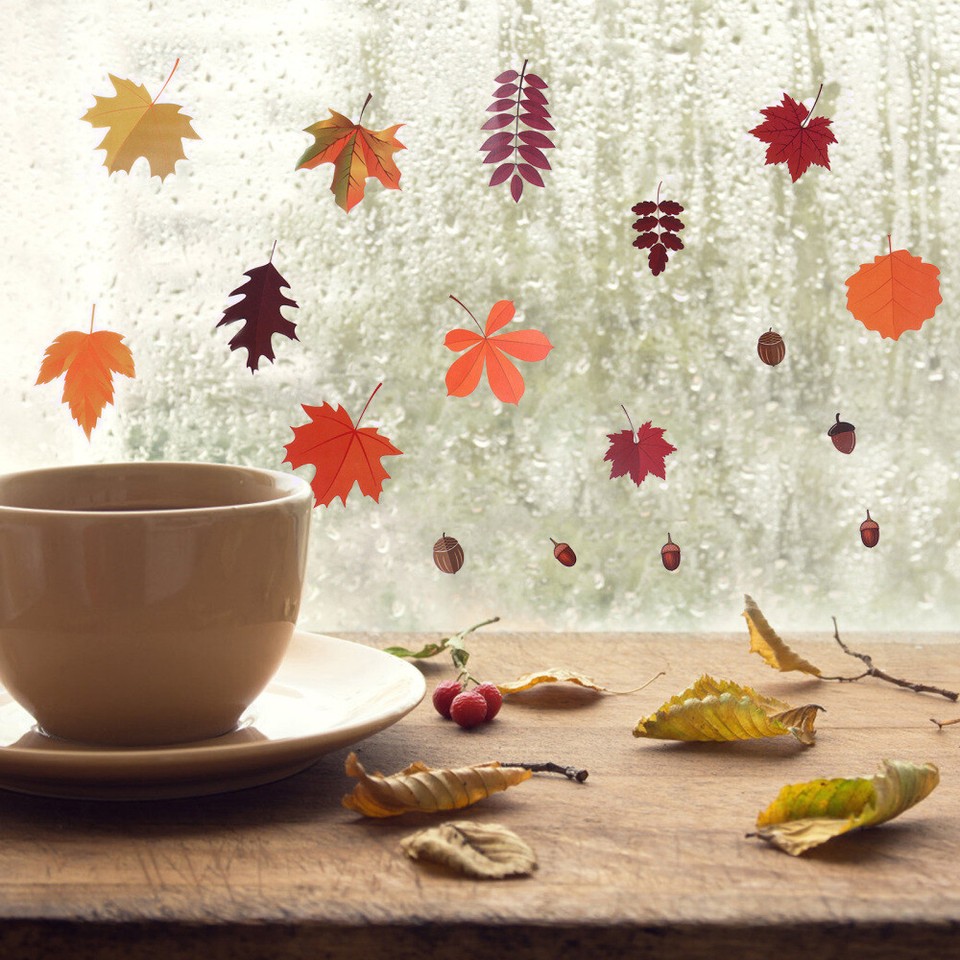 6 Pcs Wall Decals Fall Window Stickers PVC Thanksgiving Pumpkin Clings