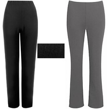 2 PACK WOMENS BOOTLEG TROUSERS STRETCH LADIES SOFT RIBBED PULL ON PANTS BOTTOMS