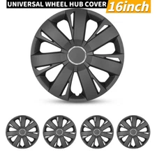 16" Set of 4 Black Wheel Covers Snap On Full Hub Caps fits R16 Tire & Steel Rim