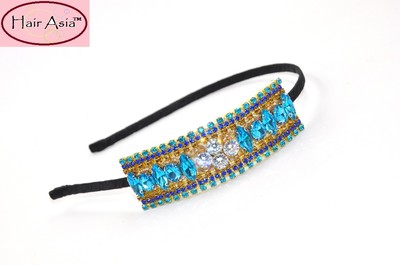 Beautiful blue-and-gold crystal and rhinestone headband by HAIR ASIA 