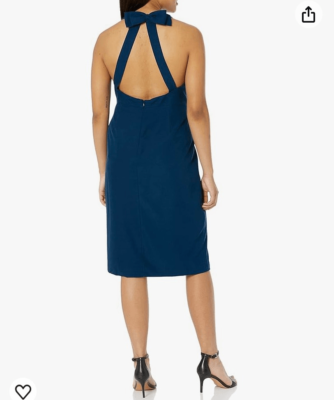 dress the population emme Dress the Population Women's Emme High Neck Tie Back BodyCon Midi Dress