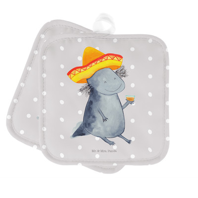 2er Set Topflappen  Axolotl Tequila - Geschenk Schwanzlurch Topflappen Set Lurch