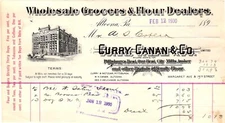 Vintage 1900 BILLHEAD/RECEIPT*CURRY CANAN*Grocery*PILLSBURY*Altoona PA  (O14