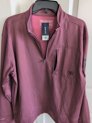 Ariat Team LOGO 1/4 Zip Large Maroon Men's Softshell AriatTek Sweatshirt - Picture 10 of 10