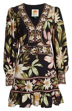 NEW, Farm Rio Surreal Flowers Long Sleeve Minidress size M #MD1128