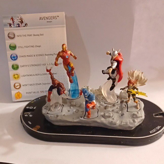 HeroClix Avengers Team Base #T001 Complete (Dials But Missing 2 Cards)