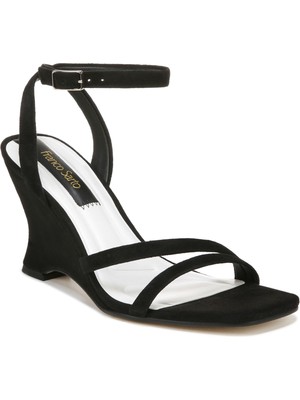 FRANCO SARTO Womens Black Franca Toe Block Heel Leather Heeled Sandal 7.5 M